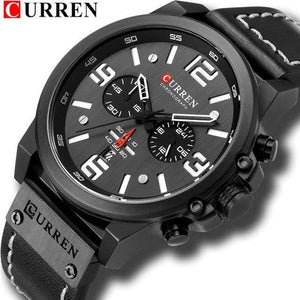 Planet Gates black white Mens Watches Top Luxury Brand Waterproof Sport Wrist Watch Chronograph Quartz Military Genuine Leather Relogio Masculino