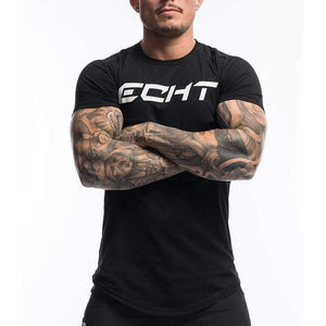 Casual Cotton Print T-shirt Men Gyms Fitness Short Sleeve Tshirt Male  Bodybuilding Workout Skinny Tee Shirt Tops Summer Clothes