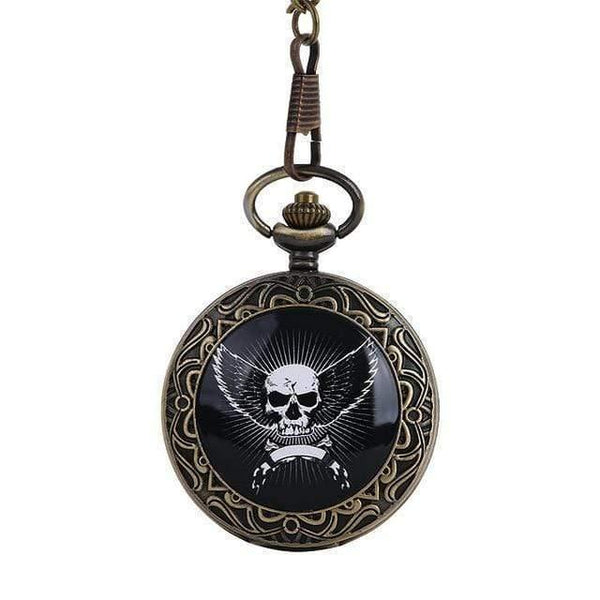 Planet Gates Black white Quartz Pocket Watch Pirate Skull Head Horror with Chain Men Women Pendant Necklace For Gift Christmas