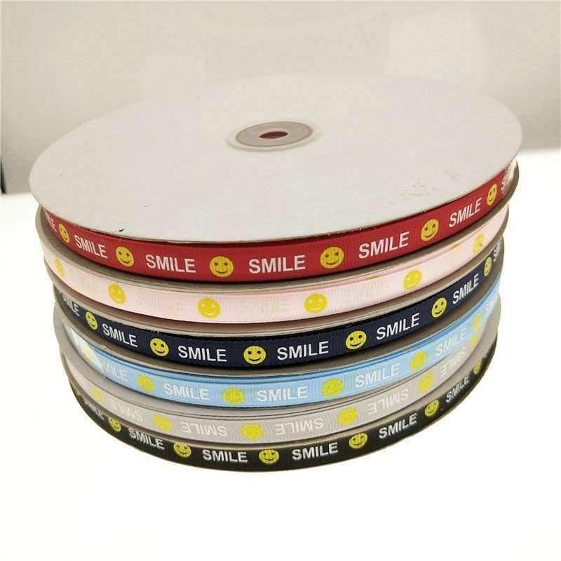 Planet Gates black Width 10mm 1cm 6 Color Smiling face Printed Satin Ribbon Sewing Accessories DIY Decorative Arts & Crafts Gift Baking Wrap Ribbon