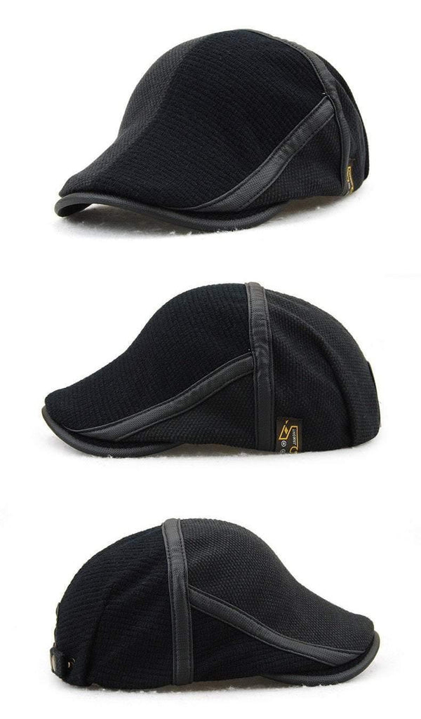 Planet Gates black Winter Elderly Men Hat Newsboy Cap Flat Beret Cap For Male Thick Wool Beret Peaked Hats