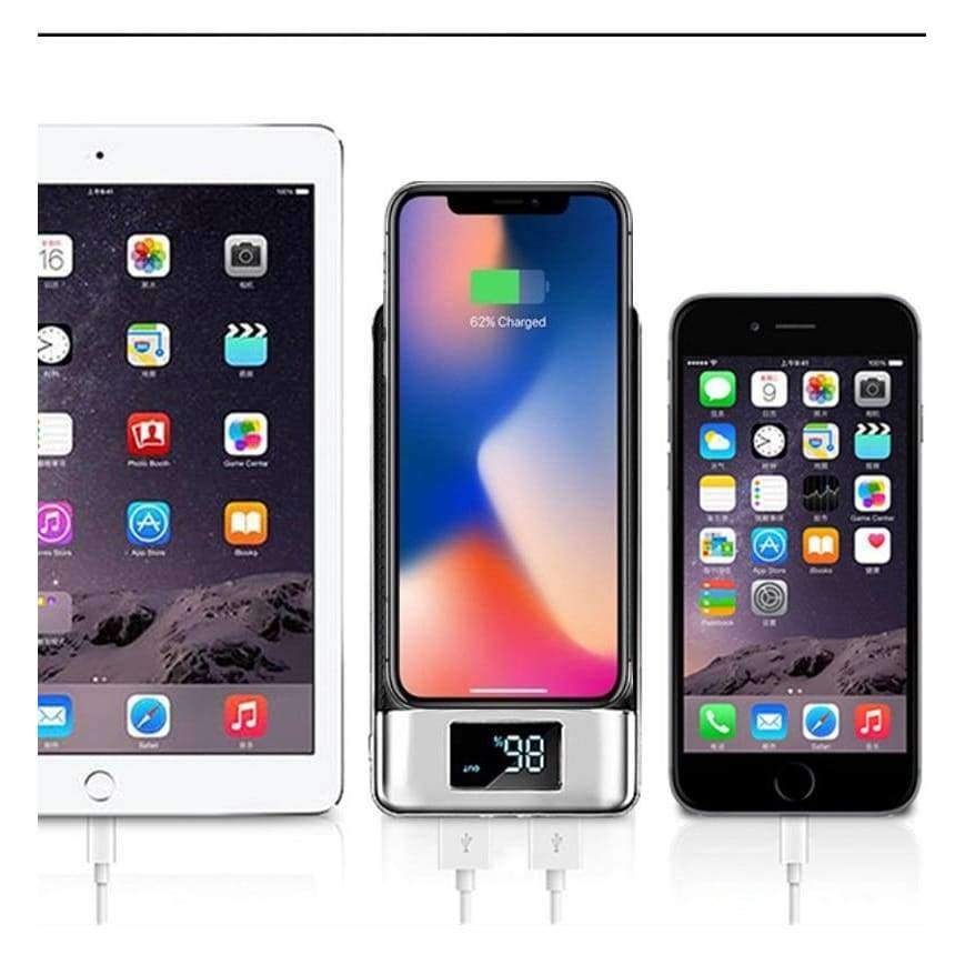 Planet Gates Black Wireless 30000mah Power Bank External Battery Bank Built-in Wireless Charger Powerbank Portable for iPhone 8 X 18650