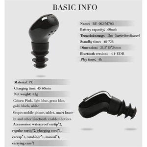 Planet Gates Black Wireless Bluetooth Earphone Waterproof IP67 Headset With Mic Sport Earbuds Handsfree call for Swimming for Iphone All Phone