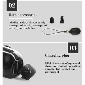 Planet Gates Black Wireless Bluetooth Earphone Waterproof IP67 Headset With Mic Sport Earbuds Handsfree call for Swimming for Iphone All Phone