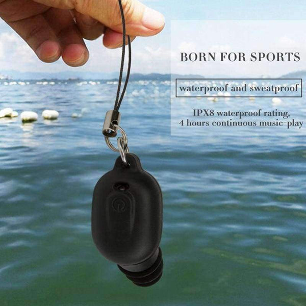 Planet Gates Black Wireless Bluetooth Earphone Waterproof IP67 Headset With Mic Sport Earbuds Handsfree call for Swimming for Iphone All Phone