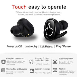 Planet Gates Black Wireless Mini Bluetooth Earphone For Xiaomi Huawei Mobile Stereo Earbud Sport Ear Phone With Mic Portable Charging Box