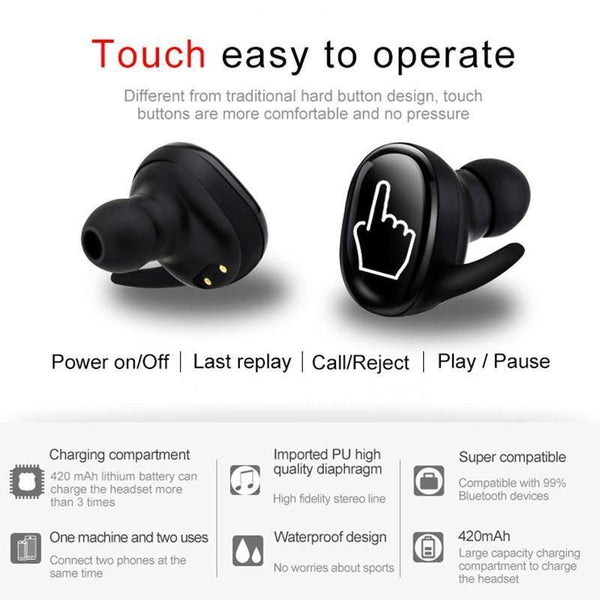 Planet Gates Black Wireless Mini Bluetooth Earphone For Xiaomi Huawei Mobile Stereo Earbud Sport Ear Phone With Mic Portable Charging Box
