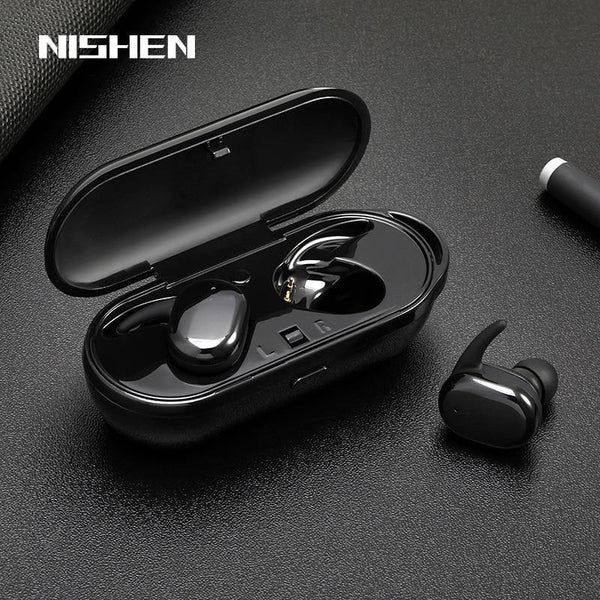 Planet Gates Black Wireless Mini Bluetooth Earphone For Xiaomi Huawei Mobile Stereo Earbud Sport Ear Phone With Mic Portable Charging Box