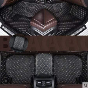 Planet Gates Black with beige Leather car floor mats for Toyota Rav4 2009-2014 2015 2016 2017 2018 Custom auto foot Pads automobile carpet cover