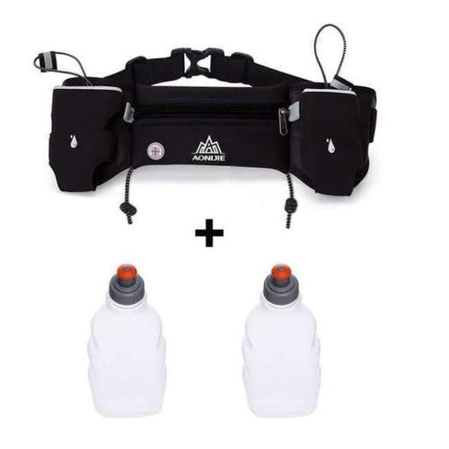 Planet Gates black with bottle Running Waist Pack Outdoor Sports Hiking Racing Gym Fitness Lightweight Hydration Belt Water Bottle Hip Bag