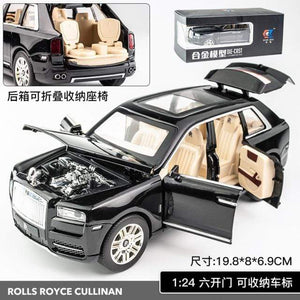 Planet Gates Black with box 2 1:24 Rolls-Royce Phantom Car Model Simulation Sound and Light Pull Back Alloy Cullinan Decoration Boy Toy Car Collection Gifts