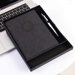 Planet Gates Black with Box Free Make logo A5 Notebook Name Custom Leather Writing Pads Binder Black Diary Office School Supply Leader Gift with Pen Box