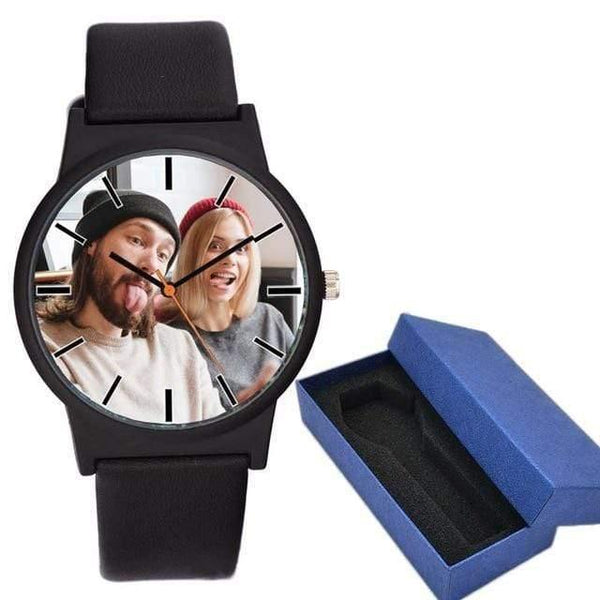 Planet Gates black with box Lovers watch DIY with your own picture Custom clock dial leather sport casual fashion fit for men women creative watch