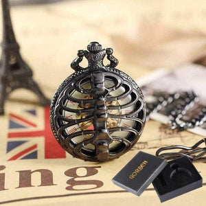 Planet Gates Black with box Mechanical Pocket Watch Male Steampunk Skeleton Mens Hand Wind Clock Roman Pocket Watch With Fob Chain
