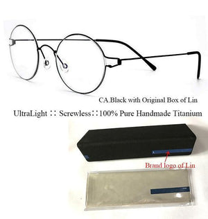 Planet Gates Black with Box Titanium Glasses Men Screwless Business Oliver Ultralight Myopia Round Korean Moon