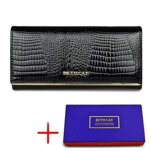 Planet Gates Black with box Women Wallet and Purses Genuine Leather Female Coin Card Holder Purse Ladies Money Bags Alligator Cow Wallets