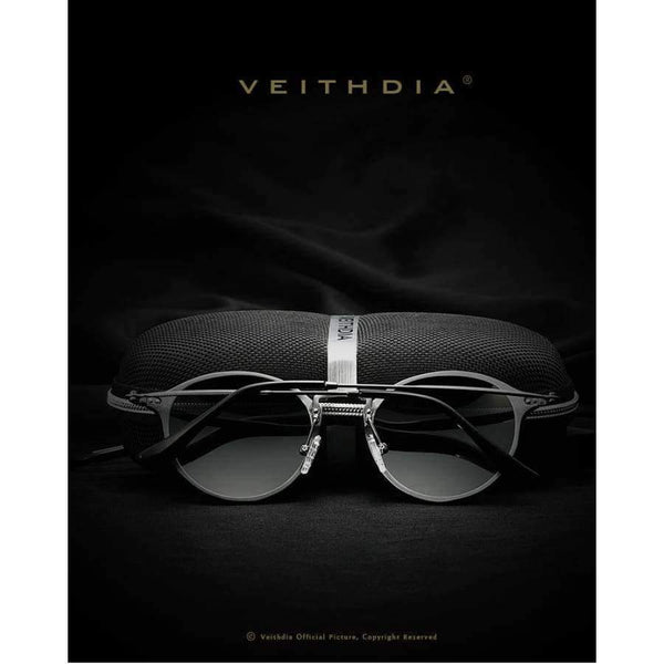 Planet Gates Black with box1 VEITHDIA Brand Fashion Unisex Sun Glasses Polarized Coating Mirror Driving Sunglasses Round Male Eyewear For Men/Women 6358