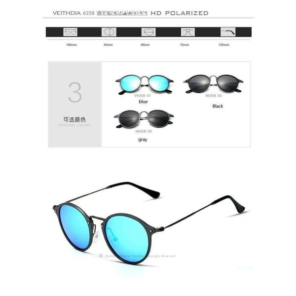 Planet Gates Black with box1 VEITHDIA Brand Fashion Unisex Sun Glasses Polarized Coating Mirror Driving Sunglasses Round Male Eyewear For Men/Women 6358
