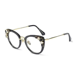 Planet Gates black with clear Kachawoo rhinestone eyeglasses ladies luxury transparent sexy cat eye eyewear frames women decoration accessories