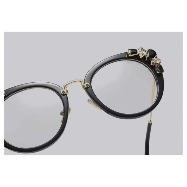 Planet Gates black with clear Kachawoo rhinestone eyeglasses ladies luxury transparent sexy cat eye eyewear frames women decoration accessories