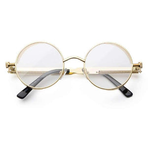 Planet Gates black with clear Kachawoo round steampunk glasses frame men metal frame retro vintage eyewear frames women accessories 2018