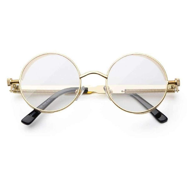 Planet Gates black with clear Kachawoo round steampunk glasses frame men metal frame retro vintage eyewear frames women accessories 2018