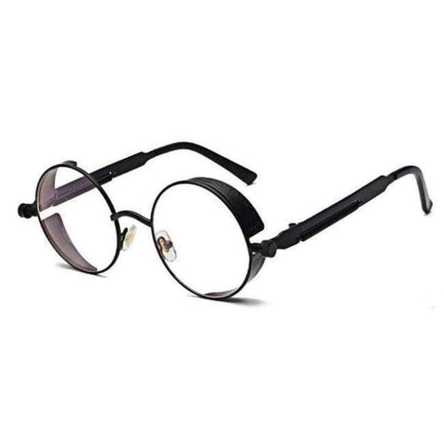 Planet Gates black with clear Kachawoo round steampunk glasses frame men metal frame retro vintage eyewear frames women accessories 2018