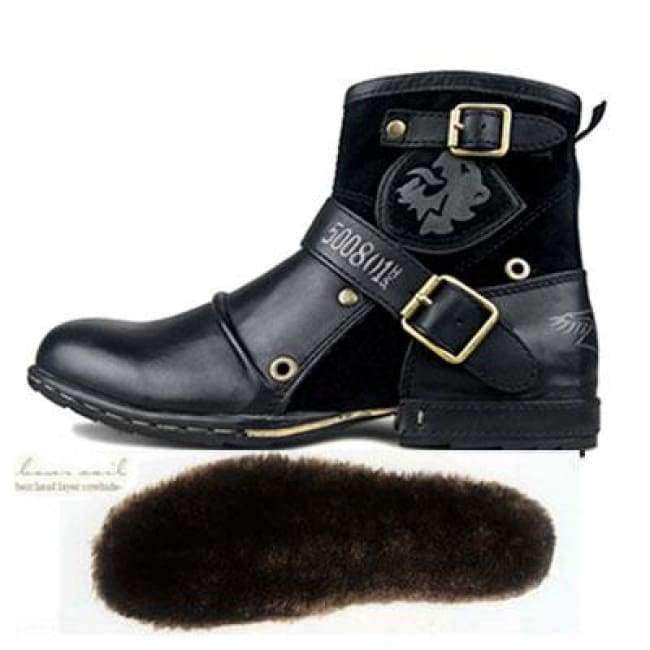 Planet Gates OTTO ZONE Men's Autumn/Winter Martin Boots Genuine Cow Leather High Top Ankle Boots Cotton-Padded Leather Shoes Size EU 39-46