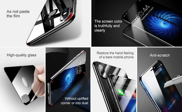 Planet Gates Black with Logo / For iPhone X Baseus 3D Full Screen Protective Glass For iPhone X Screen Protector Front Film + Back Cover Glass For iPhone X Tempered Glass