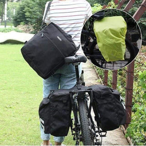 Planet Gates Black With RainCover / China Bicycle Carrier Bag Rear Rack Trunk 37L Bike Luggage Back Seat Pannier 2 Colors 3 Bags Cycling Saddle Storage 14892