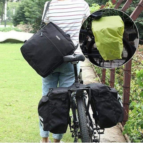 Planet Gates Black With RainCover / China Bicycle Carrier Bag Rear Rack Trunk 37L Bike Luggage Back Seat Pannier 2 Colors 3 Bags Cycling Saddle Storage 14892