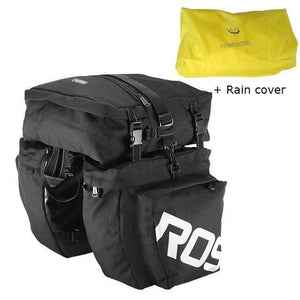 Planet Gates Black with raincover / China Mountain Road Bicycle Bike 3 in 1 Trunk Bags Cycling Double Side Rear Rack Tail Seat Pannier Pack Luggage Carrier