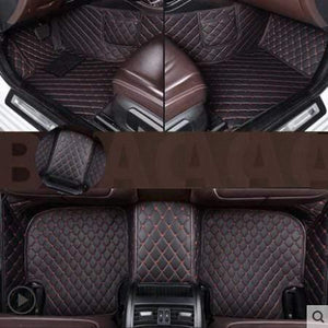 Planet Gates Black with red Leather car floor mats for Toyota Rav4 2009-2014 2015 2016 2017 2018 Custom auto foot Pads automobile carpet cover