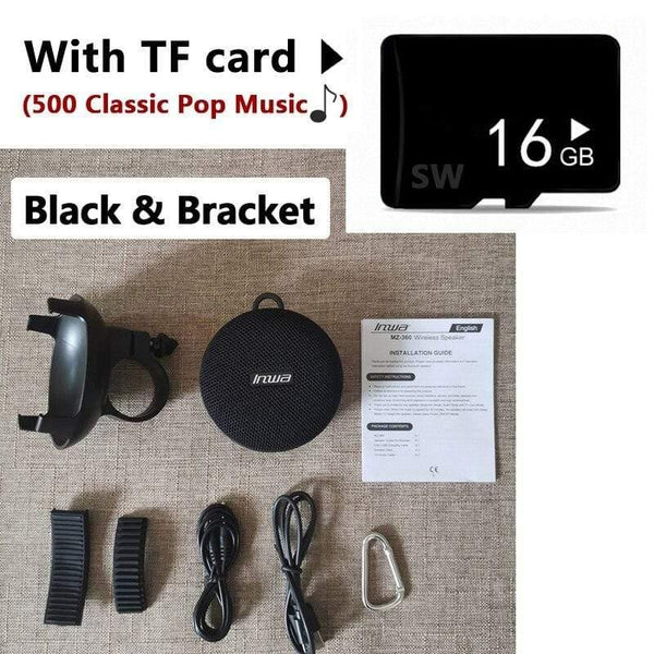 Planet Gates Black with TF Card Portable Bikes Bluetooth Speaker Bicycle Column Waterproof Shower Speaker Acoustics Sound Boombox Soundbar Woofer Hands Free