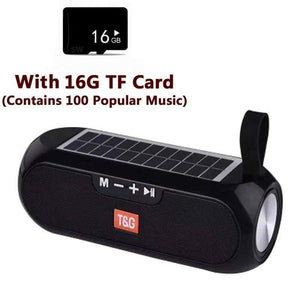Planet Gates Black with TF card Portable Column WirelessBluetooth Bass Speaker Stereo Music Box Solar Power Bank Boombox Waterproof USB AUX FM Radio Super Bass