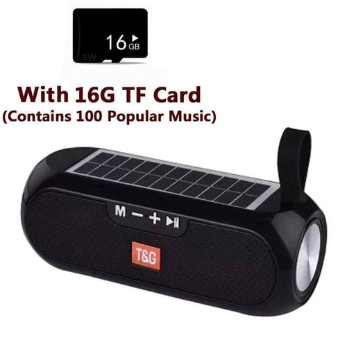 Planet Gates Black with TF card Portable Column WirelessBluetooth Bass Speaker Stereo Music Box Solar Power Bank Boombox Waterproof USB AUX FM Radio Super Bass