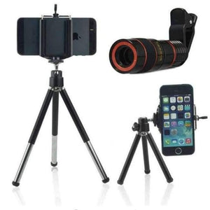 Planet Gates black with Tripod Tripod with Cell Phone Telescope Telephoto Camera Lens 8X Zoom Manual Focus Clip-on Camera Lens for iPhone Samsung