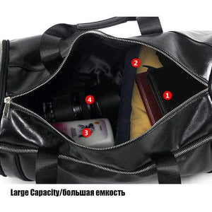 Planet Gates Black with white PU Outdoor Sports Gym Bag Men Women with Shoes Storage Training Fitness Multifunction Shoulder Bags Travel Yoga HandBag