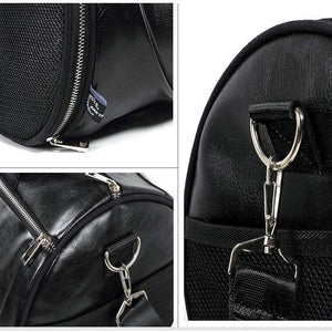 Planet Gates Black with white PU Outdoor Sports Gym Bag Men Women with Shoes Storage Training Fitness Multifunction Shoulder Bags Travel Yoga HandBag