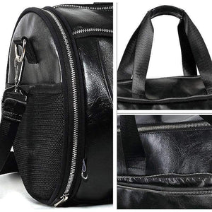 Planet Gates Black with white PU Outdoor Sports Gym Bag Men Women with Shoes Storage Training Fitness Multifunction Shoulder Bags Travel Yoga HandBag