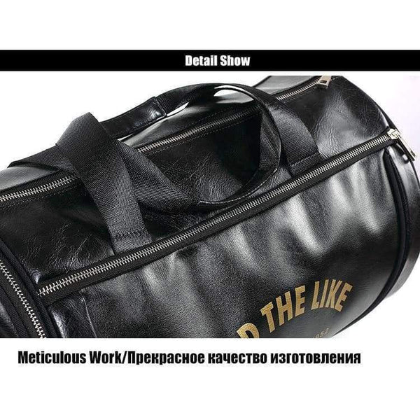 Planet Gates Black with white PU Outdoor Sports Gym Bag Men Women with Shoes Storage Training Fitness Multifunction Shoulder Bags Travel Yoga HandBag