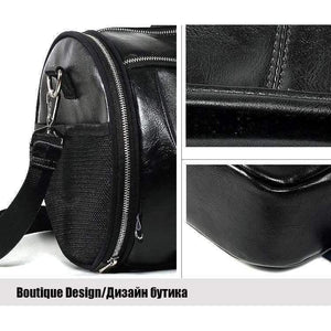 Planet Gates Black with white PU Outdoor Sports Gym Bag Men Women with Shoes Storage Training Fitness Multifunction Shoulder Bags Travel Yoga HandBag