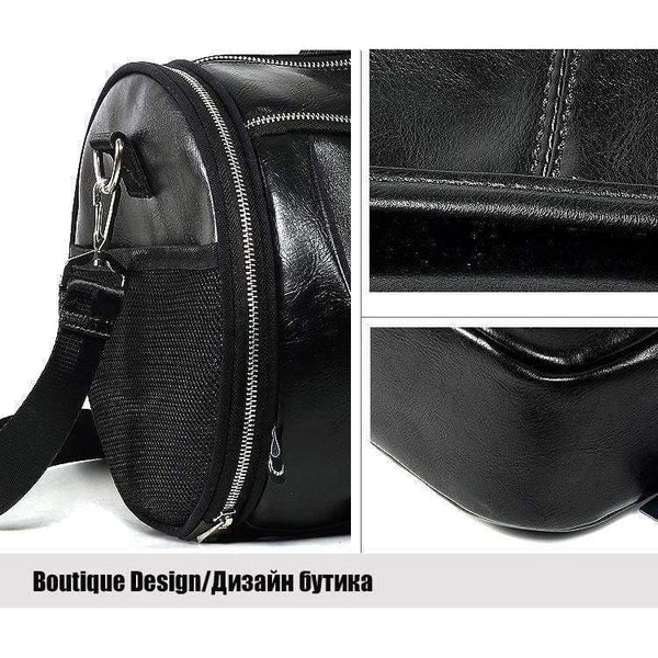 Planet Gates Black with white PU Outdoor Sports Gym Bag Men Women with Shoes Storage Training Fitness Multifunction Shoulder Bags Travel Yoga HandBag