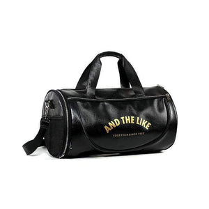 Planet Gates Black with white PU Outdoor Sports Gym Bag Men Women with Shoes Storage Training Fitness Multifunction Shoulder Bags Travel Yoga HandBag