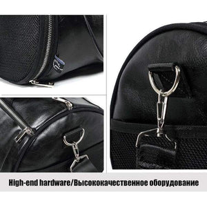 Planet Gates Black with white PU Outdoor Sports Gym Bag Men Women with Shoes Storage Training Fitness Multifunction Shoulder Bags Travel Yoga HandBag