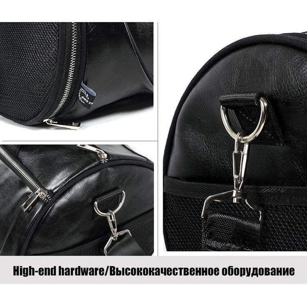 Planet Gates Black with white PU Outdoor Sports Gym Bag Men Women with Shoes Storage Training Fitness Multifunction Shoulder Bags Travel Yoga HandBag