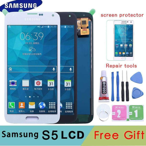 Planet Gates black without frame Samsung S5 LCD G900F Display LCD Screen Touch Digitizer Assembly Compatible for Samsung Galaxy S5 G900 G900F LCD