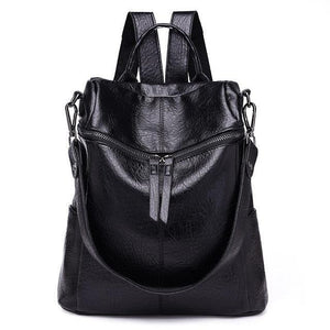 Planet Gates Black Women Backpack PU Leather Daypack Fashion Backpacks Female Mochila Feminine Casual Large Capacity Vintage Shoulder Bags