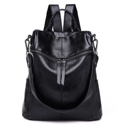 Planet Gates Black Women Backpack PU Leather Daypack Fashion Backpacks Female Mochila Feminine Casual Large Capacity Vintage Shoulder Bags