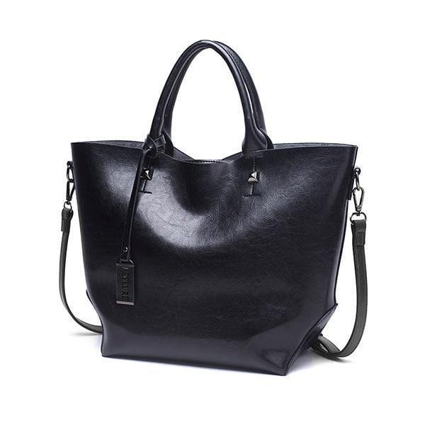 Planet Gates black Women Bucket Bag Oil Wax Women Leather Handbags Big Tote Famous Brands High Capacity Female Shoulder Bag Crossbody Bag